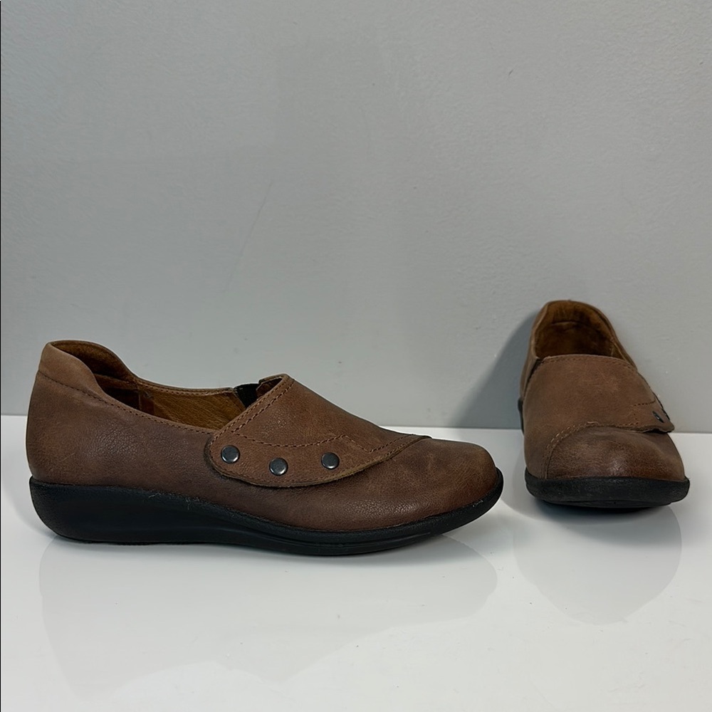 Sanita Comfort Clog Loafer Brown Leather Hook & Loop Closure Size 37(6)